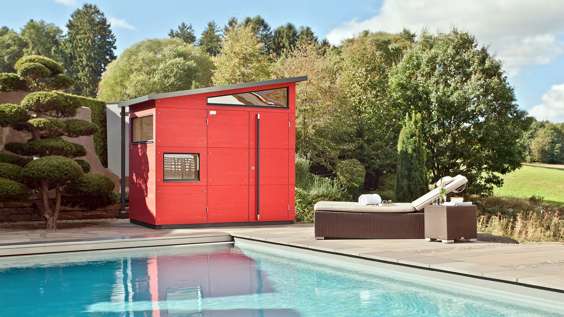 gartana_Gartenhaus_Pultdach_rot_Mood_3