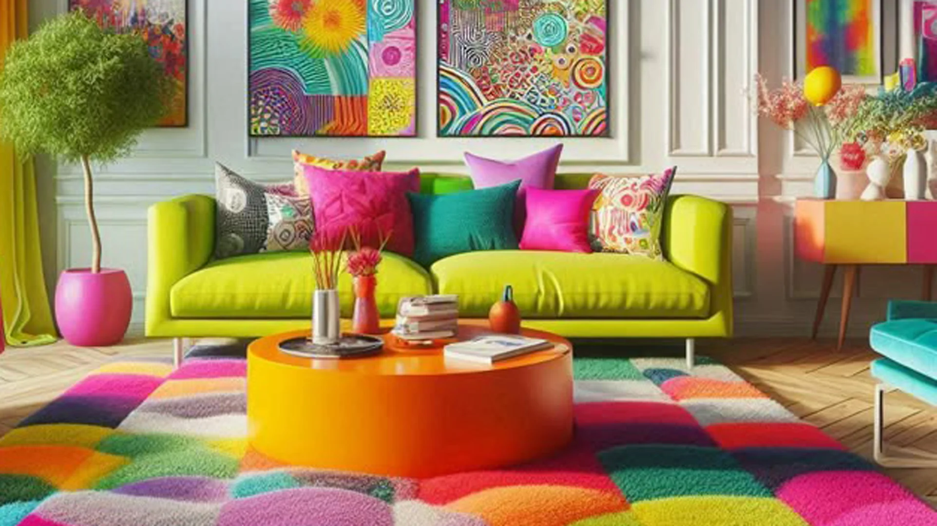 interior-bunt_HEad_Bright-and-Lively-Living-Room-with-Lime-Green-Sofa-and-Colorful-Decor